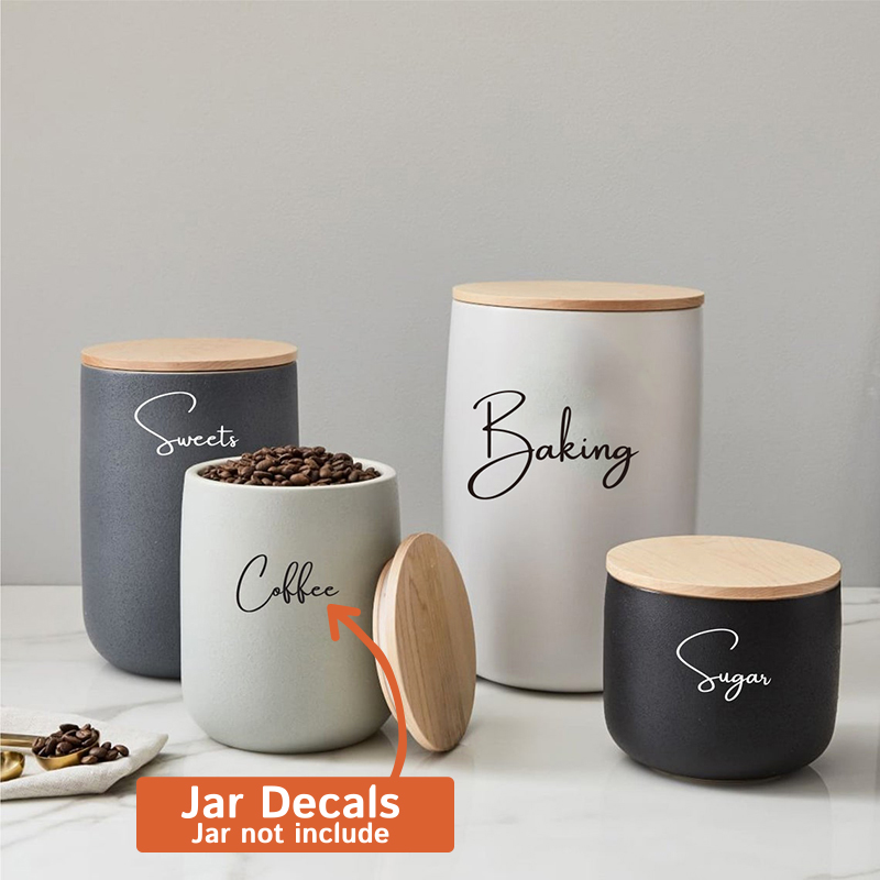 Kitchen Baking Canisters - Autocollant uniquement 8 pièces, étiquettes de