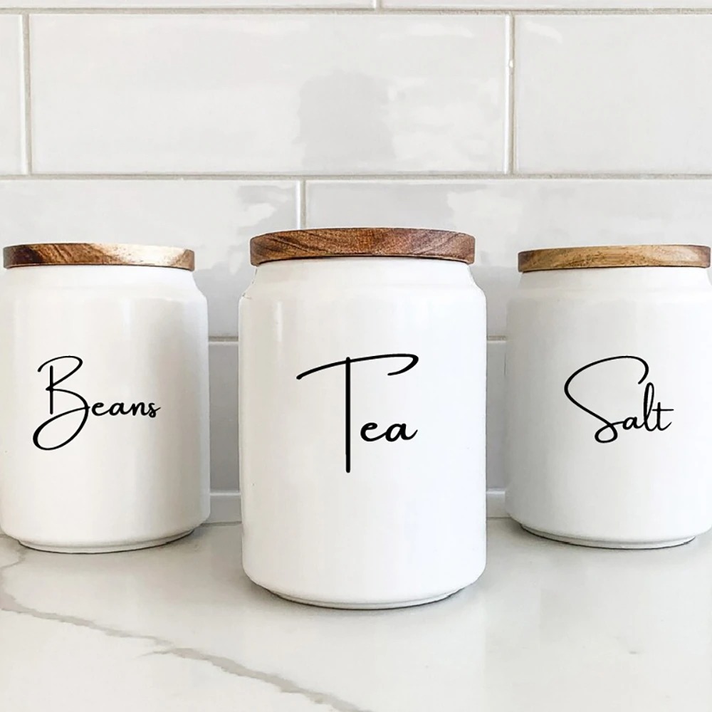 Kitchen Baking Canisters - Étiquettes autocollantes imperméables pour pots de