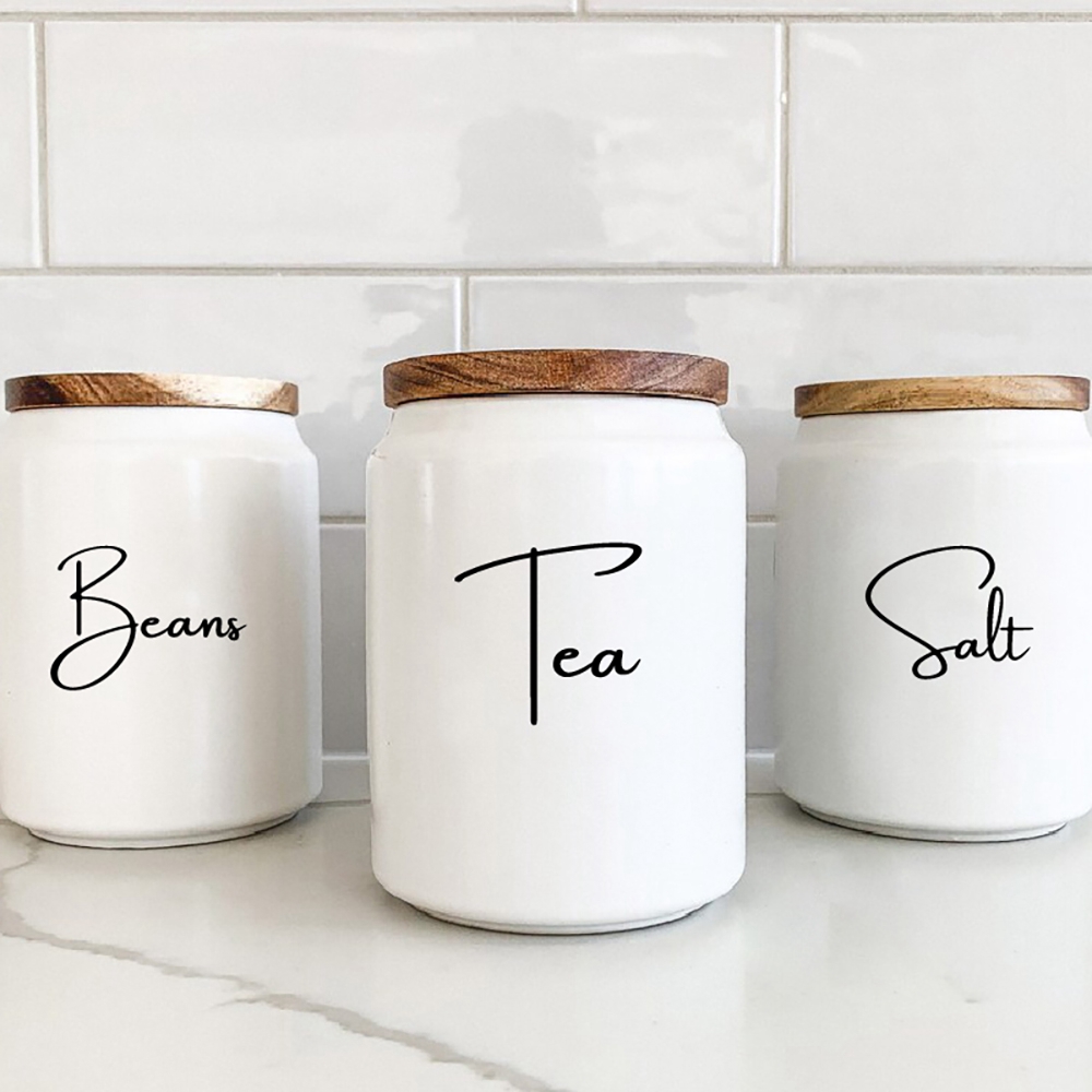 Kitchen Baking Canisters - Étiquettes autocollantes imperméables pour bocaux d'organisation