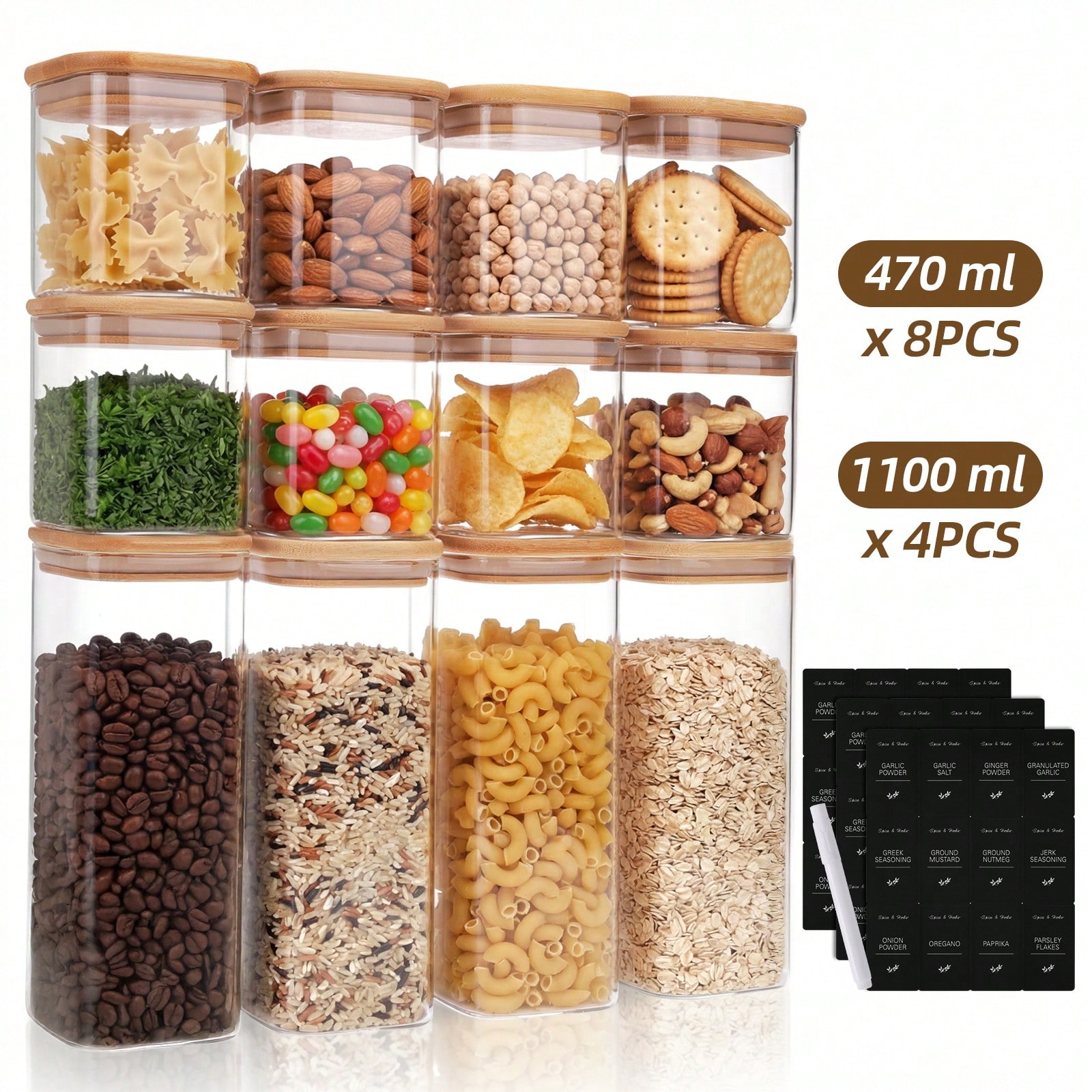 Kitchen Baking Canisters - Tomnk 12 récipients de conservation des